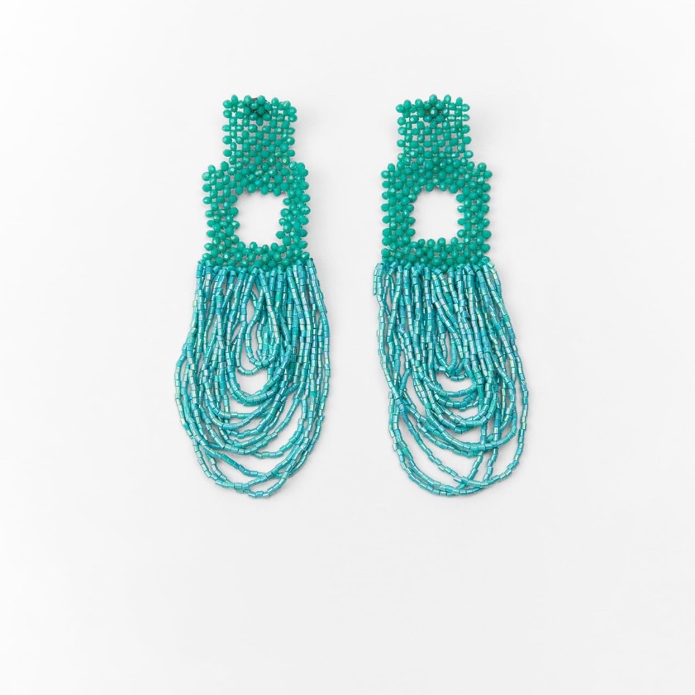 Zara limited edition beaded bohemian earrings - Picture 2 of 6